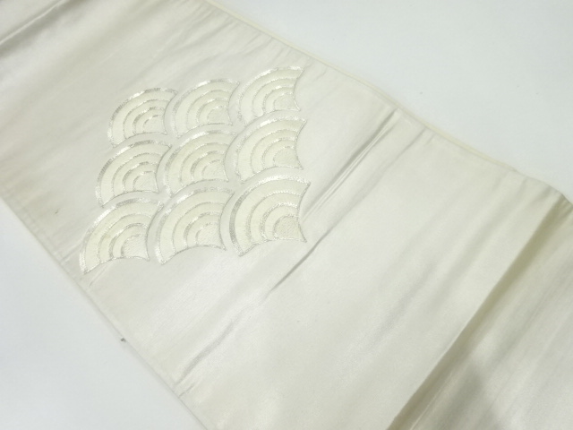 JAPANESE KIMONO / ANTIQUE FUKURO OBI / SILK / EMBROIDERY / WOVEN SEIGAIHA